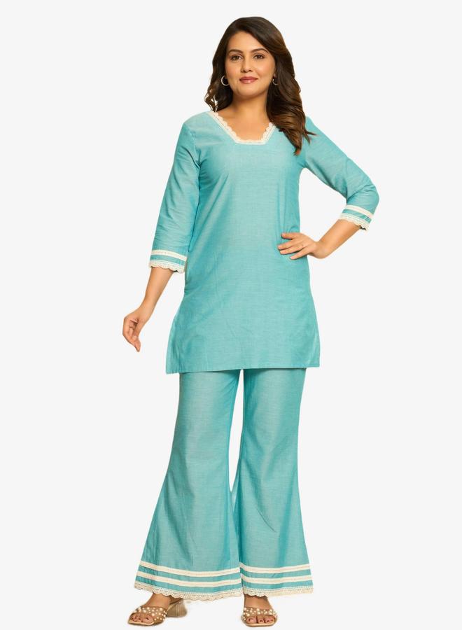 KASYA Blue Cotton Co-Ord Set - Image 1
